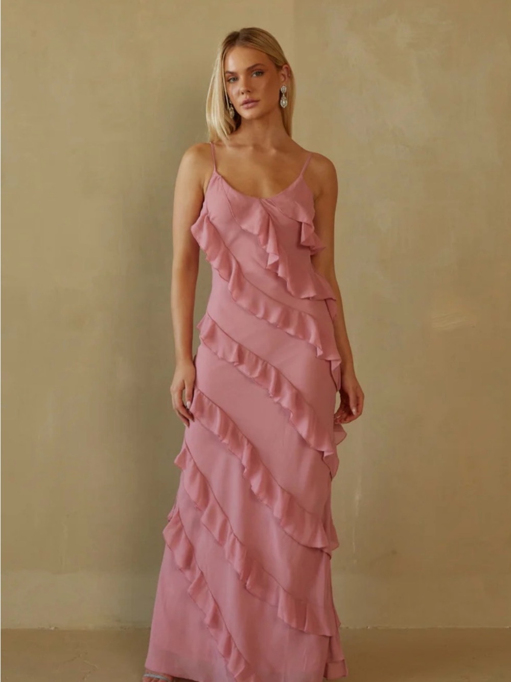 American threads Elizabeth Tiered Ruffle Maxi Dress